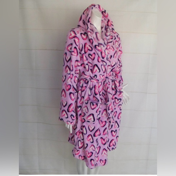 Vera Bradley “Hearts Iced Pink” Plush Hooded Robe | S/M - Picture 2 of 10
